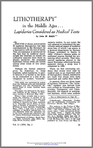 Lithotherapy in the Middle Ages. Lapidaries considered as medical texts
